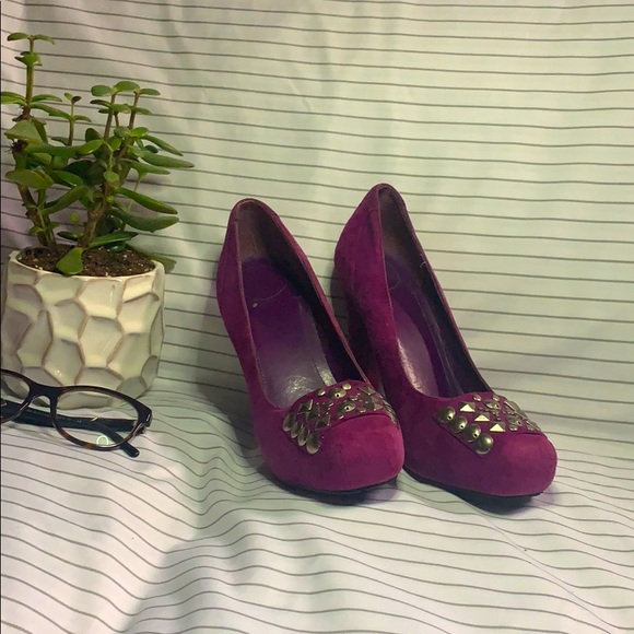 BCBGeneration Purple studded Galena Suede Heels - Picture 2 of 6